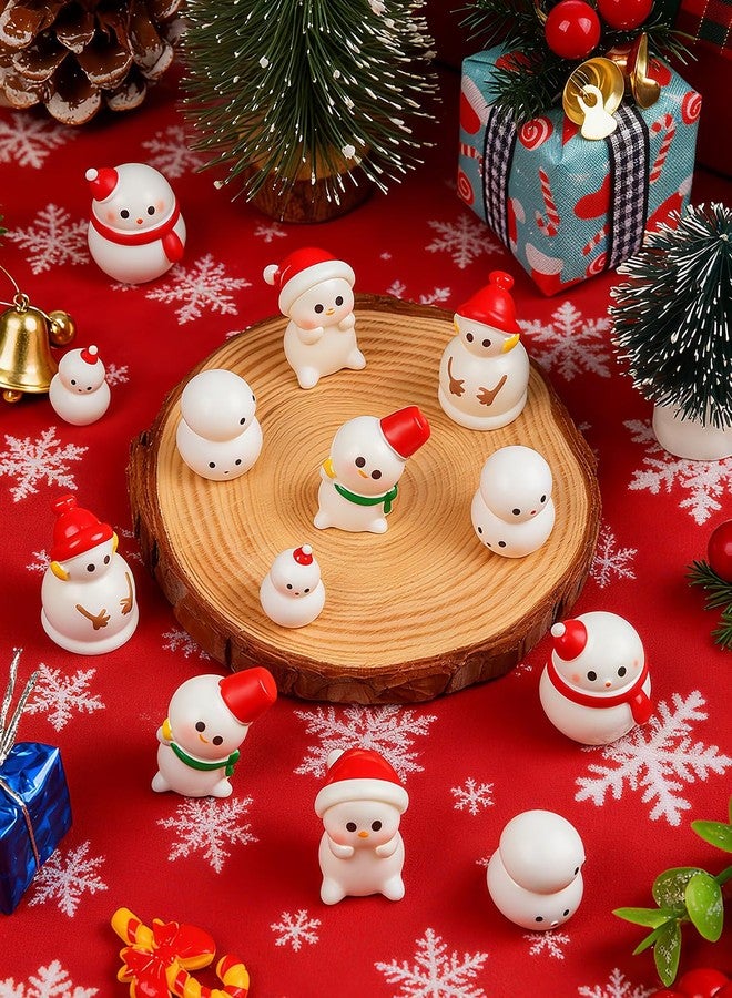 LHSYFBZ 36Pcs Mini Snowman Figurines, Christmas Tiny Resin Snowmen with Hat for DIY Xmas Party Garden Dollhouse Decoration - Image 2